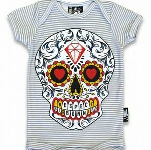 Sugar Skull Striped Cotton Bodysuit Día de los Muertos